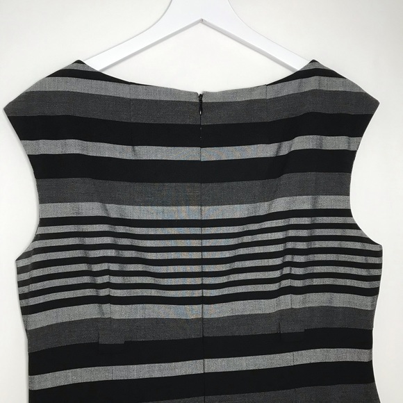 Calvin Klein Black & Grey Striped Cap Sleeve Dress - Picture 9 of 14
